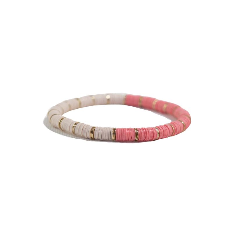 Grace Half and Half Color Block Stretch Bracelet Pink
