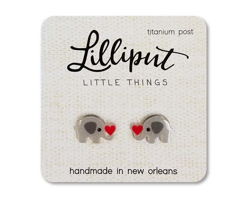 Elephant with Heart Earrings