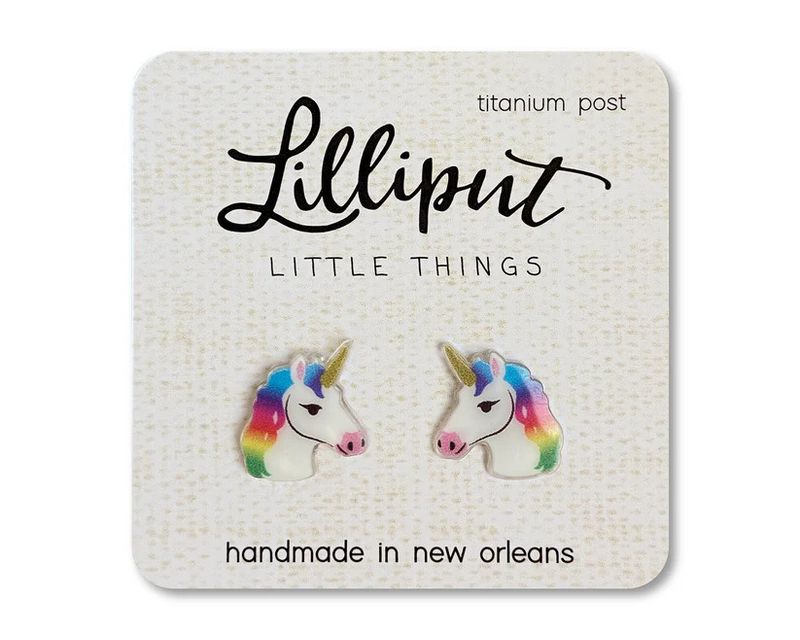 Rainbow Unicorn Earrings, White