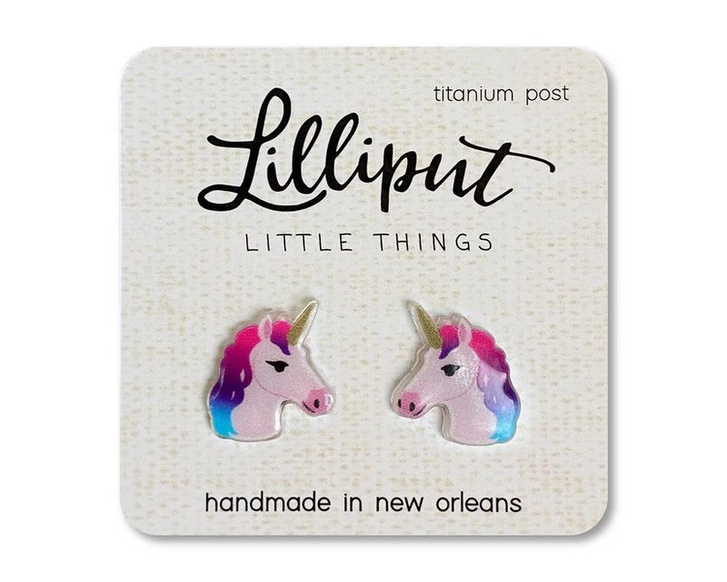 Rainbow Unicorn Earrings, Pink