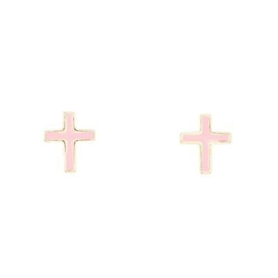 Pink Cross Post Earring