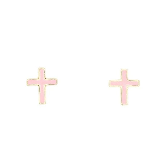 Pink Cross Post Earring