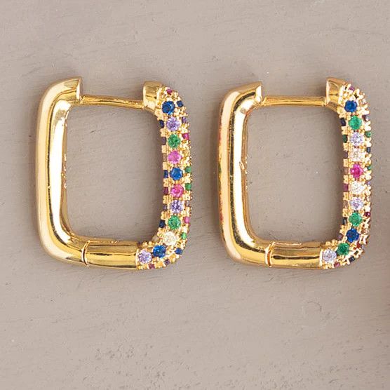 Square CZ Rainbow Hoop