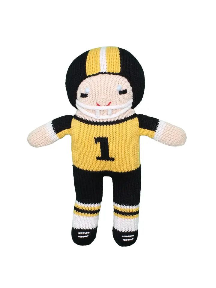 Football Player Knit Dolls - Gold/Black, 12” Plush
