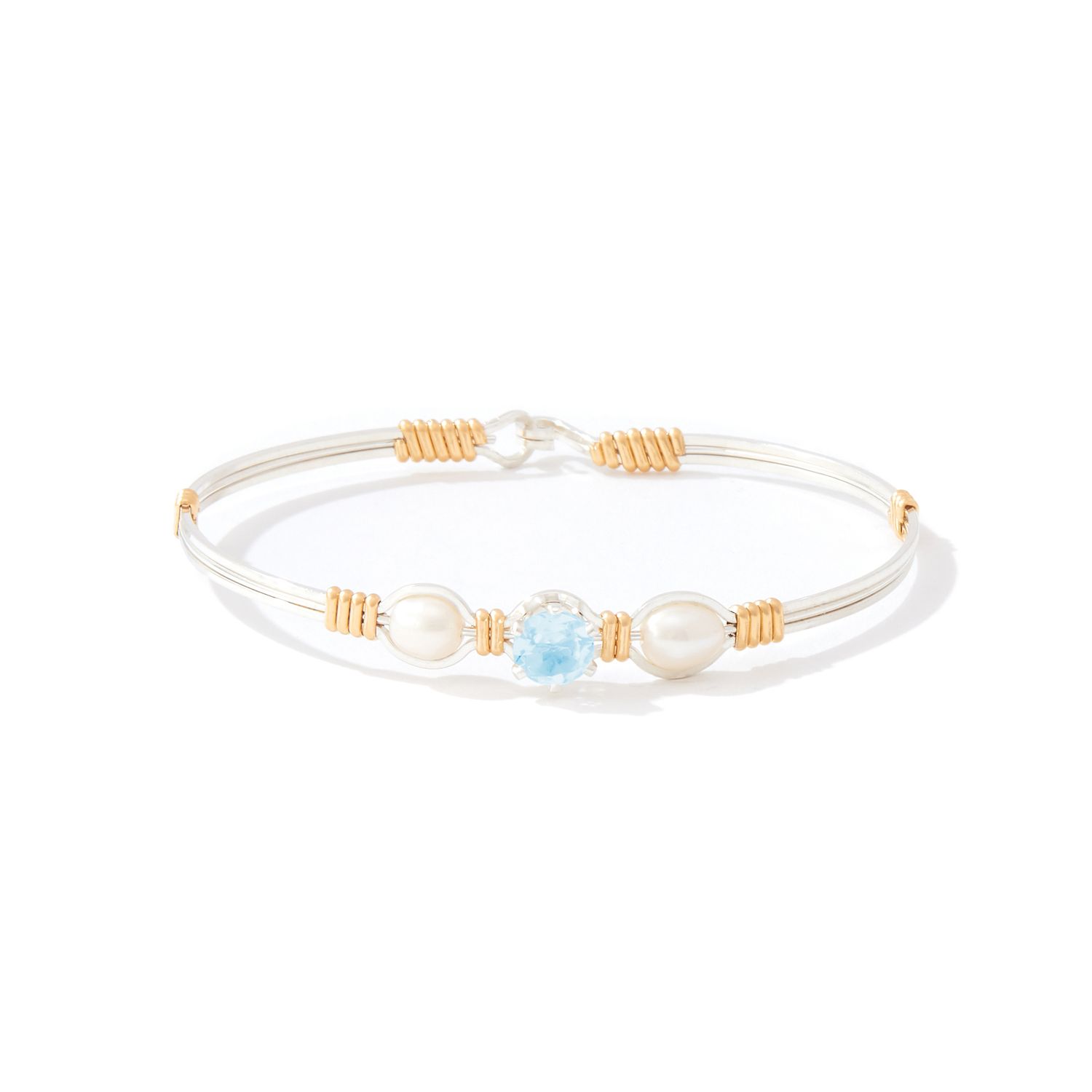 Puppy Love Bracelet Silver/Gold Wraps - Blue Zircon, 7.0