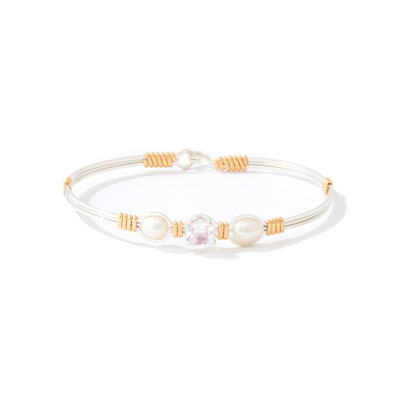 Puppy Love Bracelet Silver/Gold Wraps - Pink CZ, 7.0