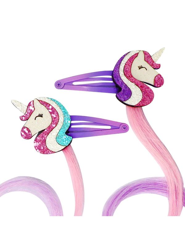 Unicorn Hair Clips w/hair extension
