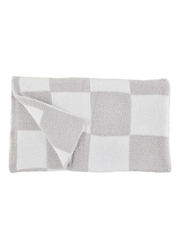 Chenille Checkered Blanket, Gray