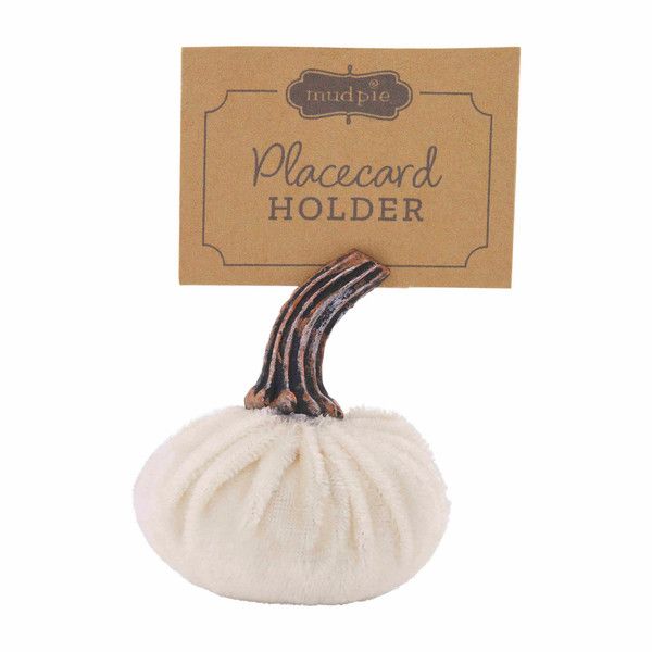 White Velvet Pumpkin Placecard Holder