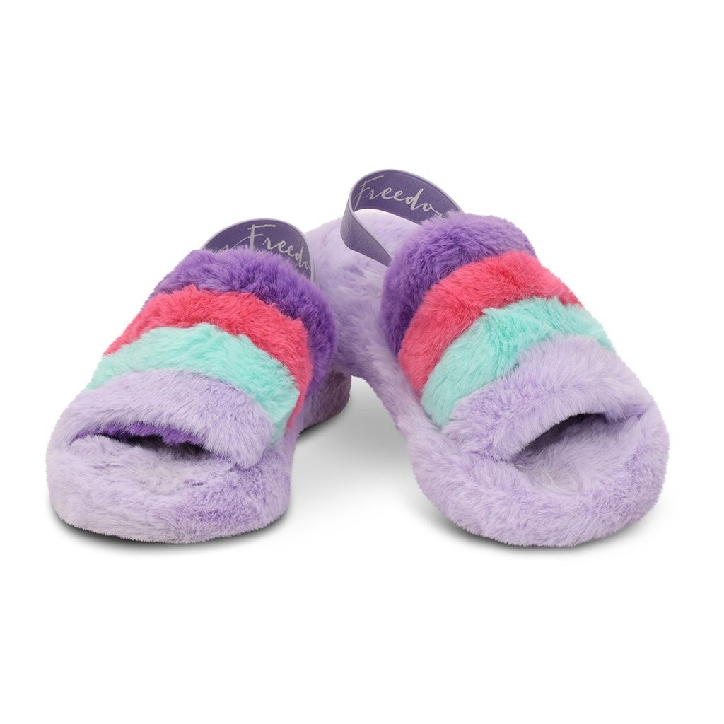 Purple/Pink /Blue Furry Slippers, Size: Small (1-3)