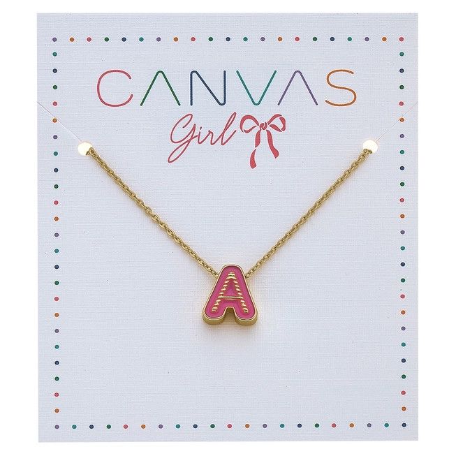 Children&#39;s Initial Pink Necklace, Letter: A