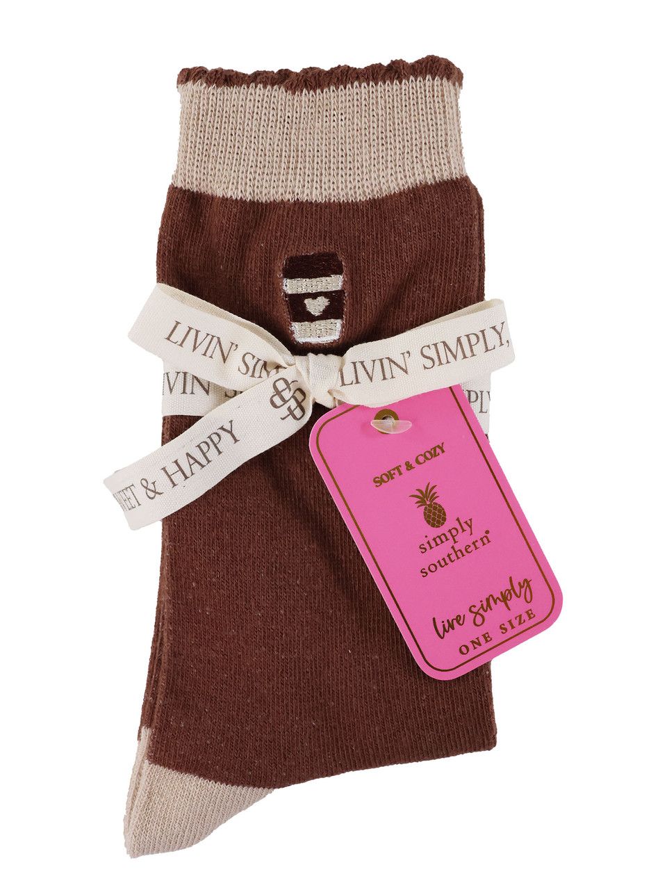 Womens Sock, Brown Love Coffee