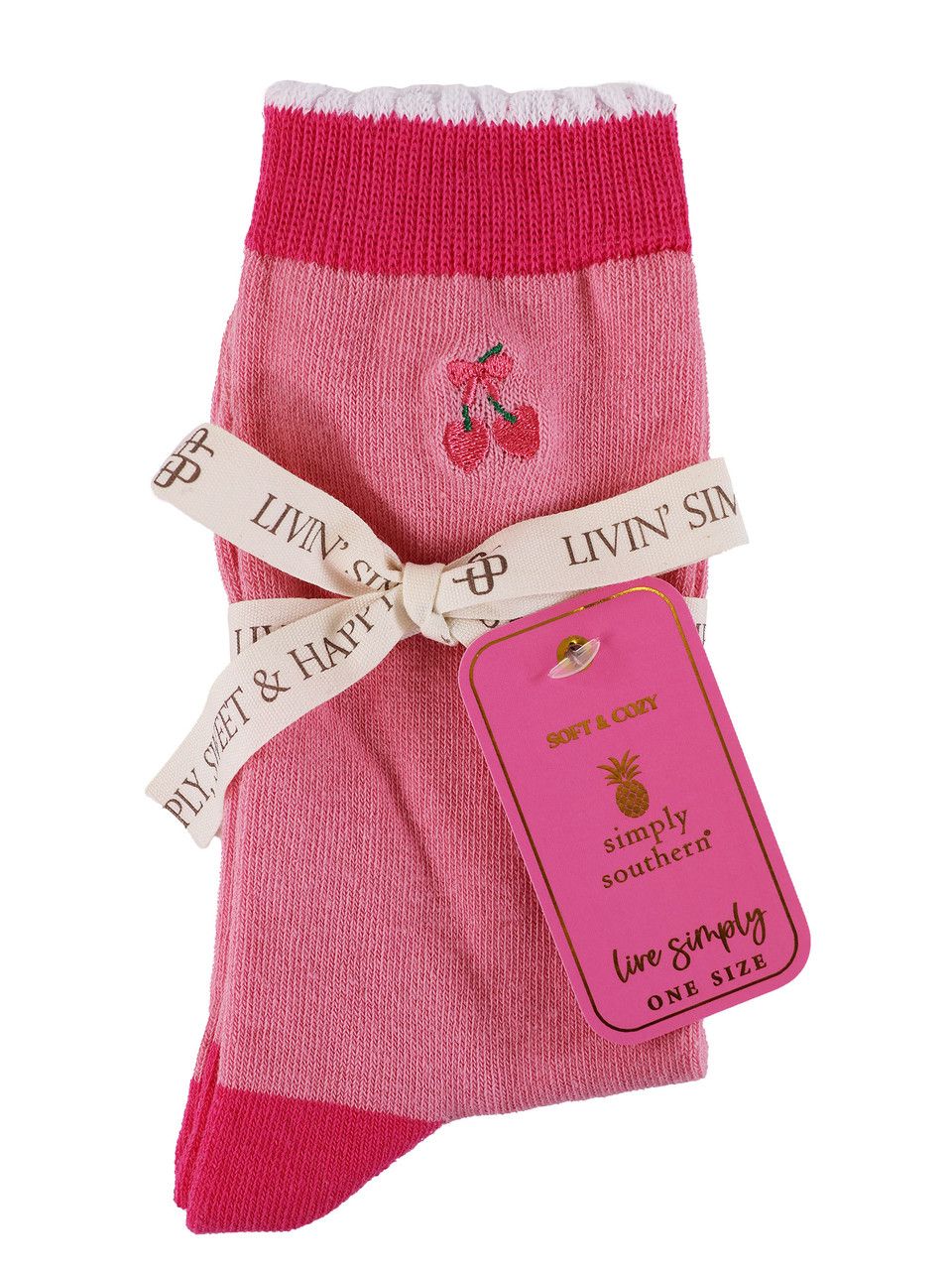 Womens Sock, Pink Cherry