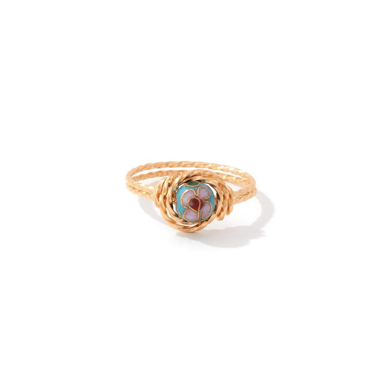 Cloisonné Ring Gold, Turquoise