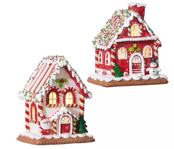 7in Lighted Peppermint Gingerbread House