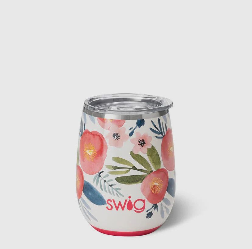 14oz Stemless Wine Cup, Poppy Fields