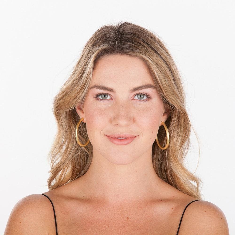 Small Everybody&#39;s Favorite Hoops, Brushed 18k Gold Plated