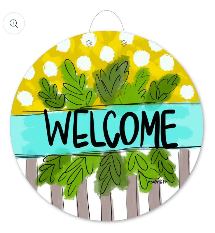Door Hanger, Welcome Polka Dot Stripe