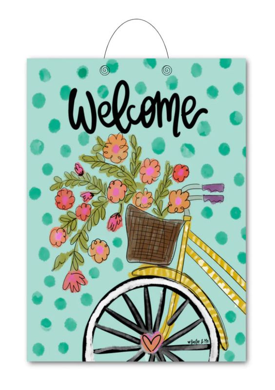 Door Hanger, Welcome Yellow Bike