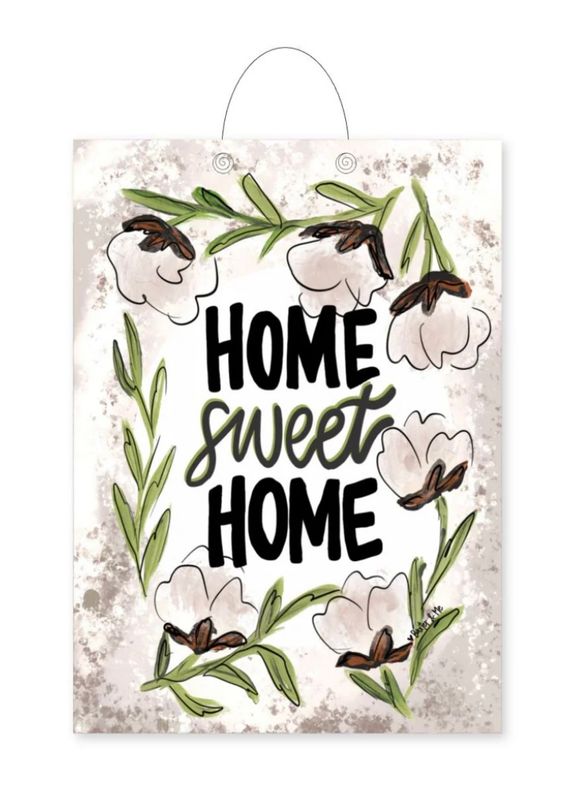 Door Hanger, Home Sweet Home Cotton Wreath