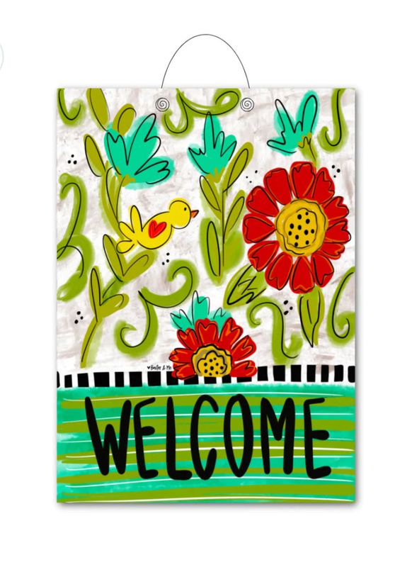 Door Hanger, Welcome Bird Floral