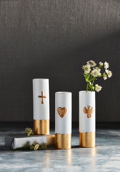 Angel Painted Gold Bud Vase