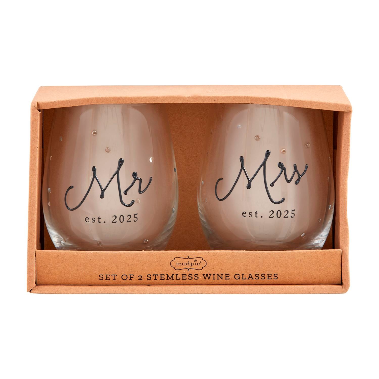 Mr. &amp; Mrs. Est 2025 Glass Set