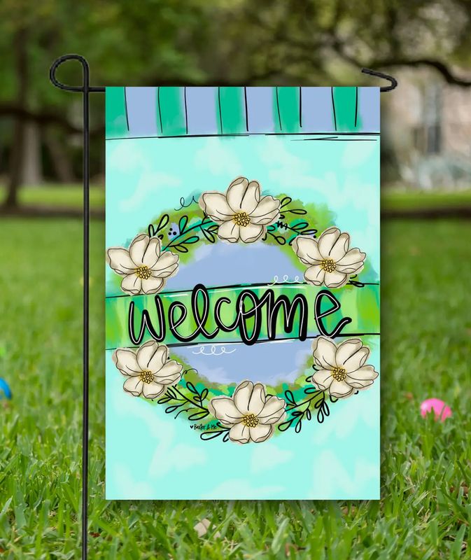 Garden Flag, Welcome Magnolia Wreath