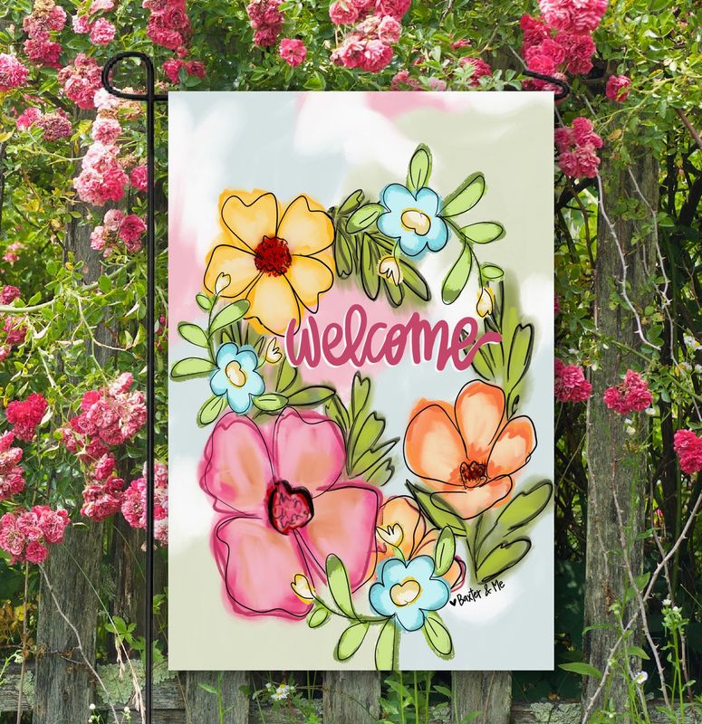 Garden Flag, Blooming Welcome