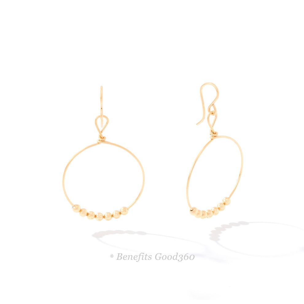 Power of Prayer Hoop Earrings, Color: Gold-Gold Bead