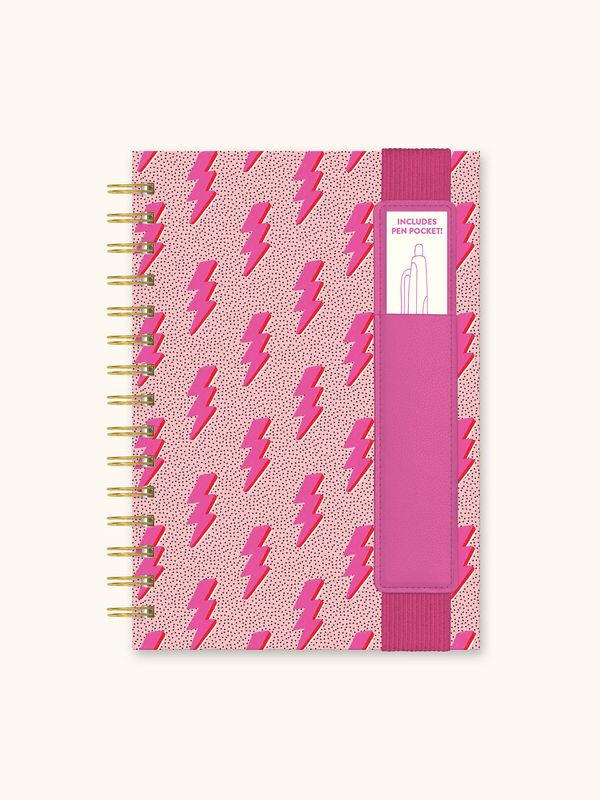 Charged Up Pink Notebook with Pen Pocket