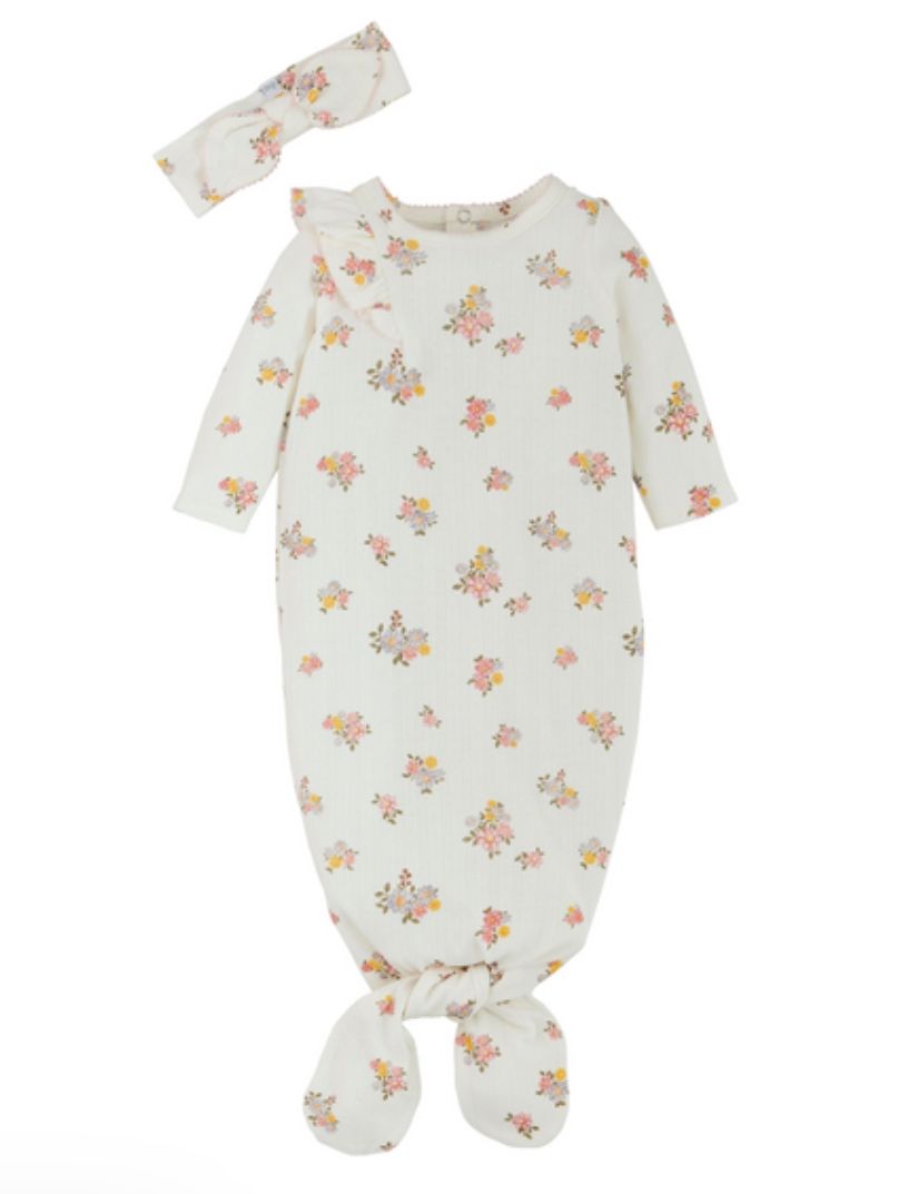 Ivory Pointelle Gown &amp; Headband Set, 0-3M