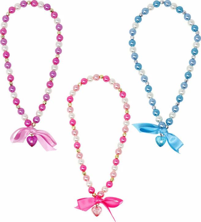 Sparkle Princess Bow Heart Necklace, Blue