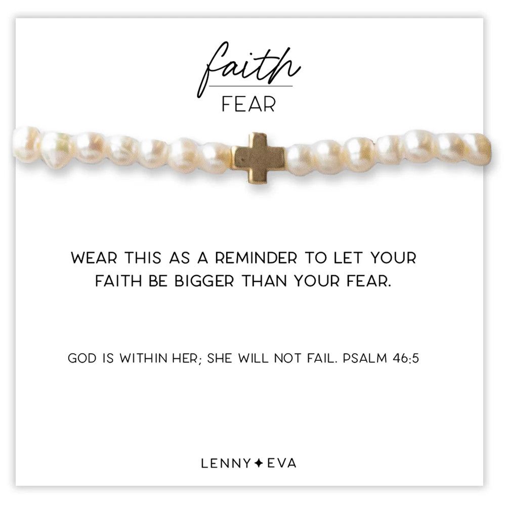 Faith Over Fear Bracelet, Pearl