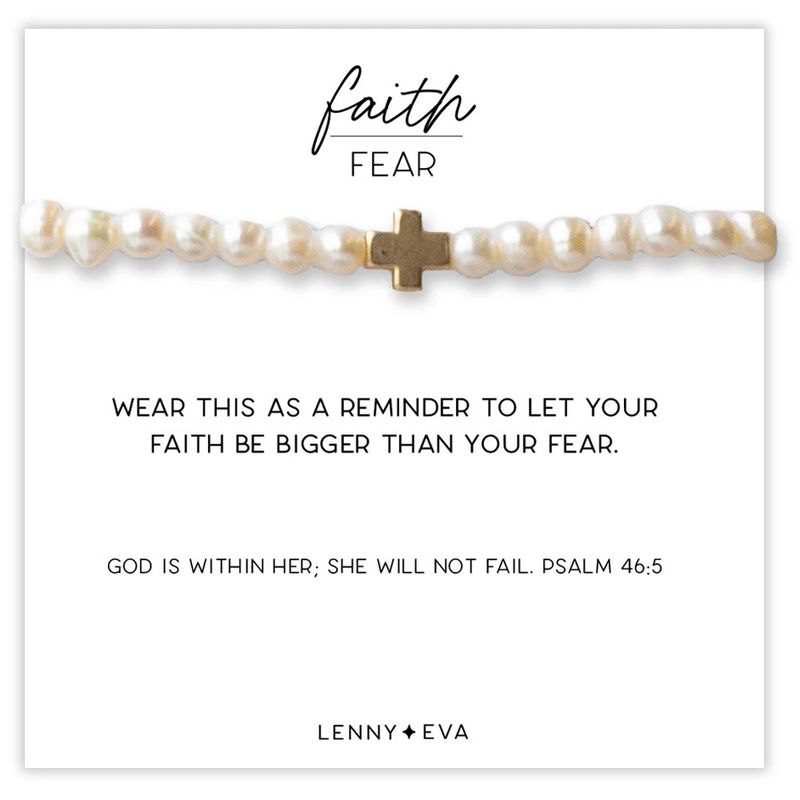 Faith Over Fear Bracelet, Pearl