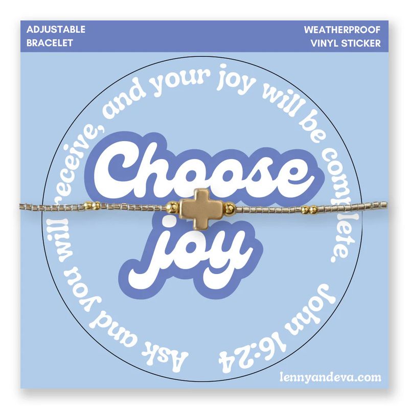 Beaded Cord Bracelet and Sticker Set-Choose Joy