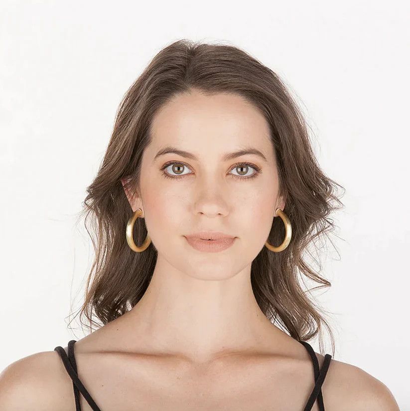 Chantal Hoops, Brushed Champagne 18k Gold Plated