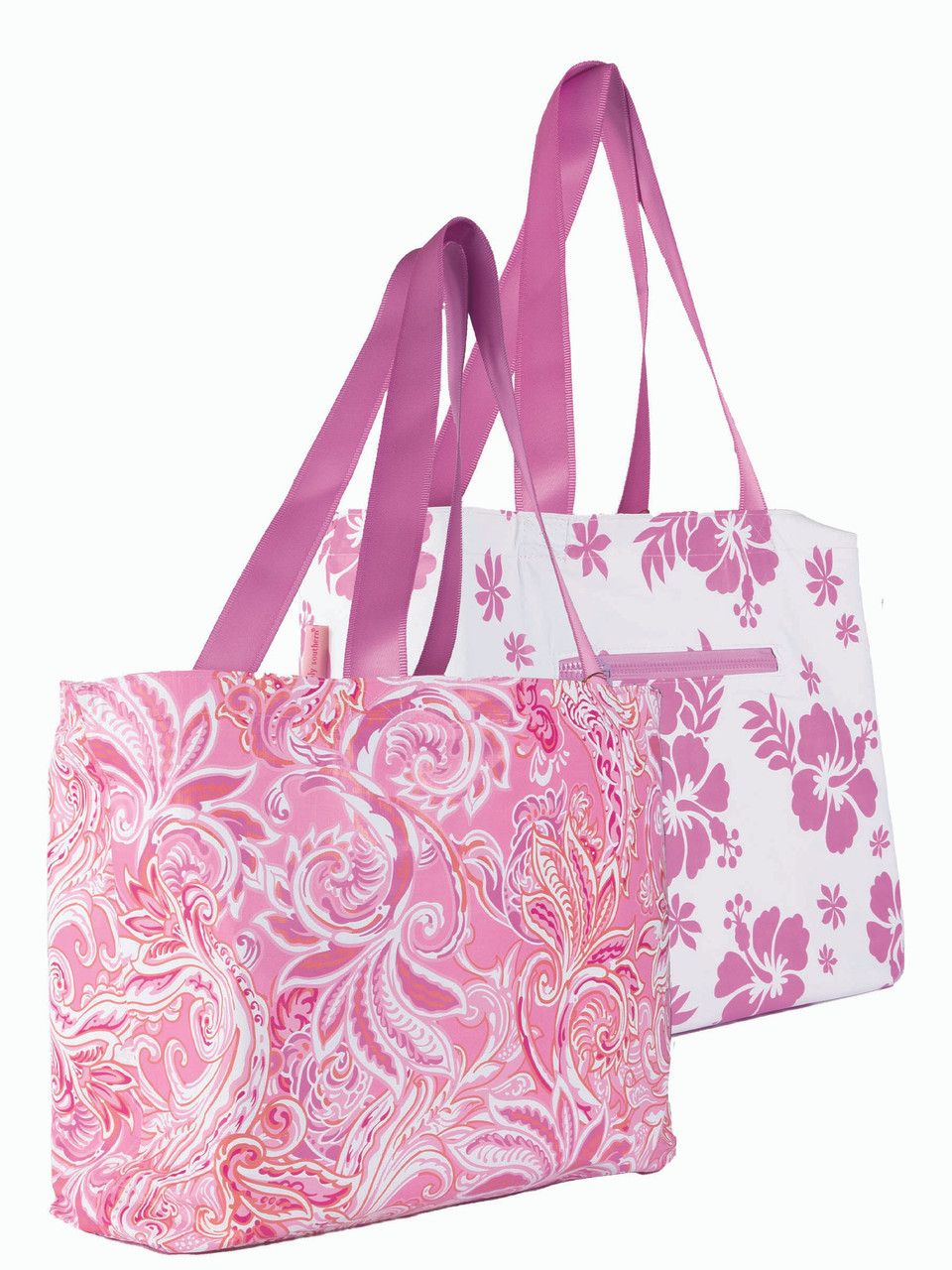 Reversible Tote, Splash-Pink Paisley