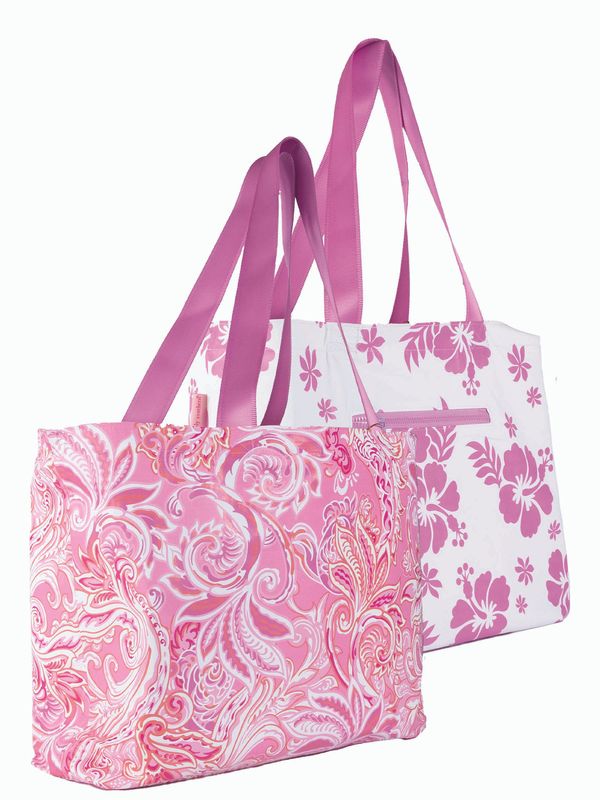 Reversible Tote, Splash-Pink Paisley