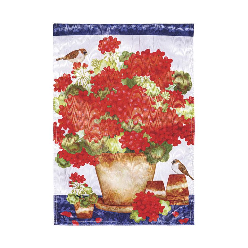 Garden Flag, Red Geraniums Moire