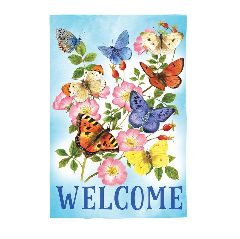 Butterfly&#39;s Fly Together Burlap Garden Flag