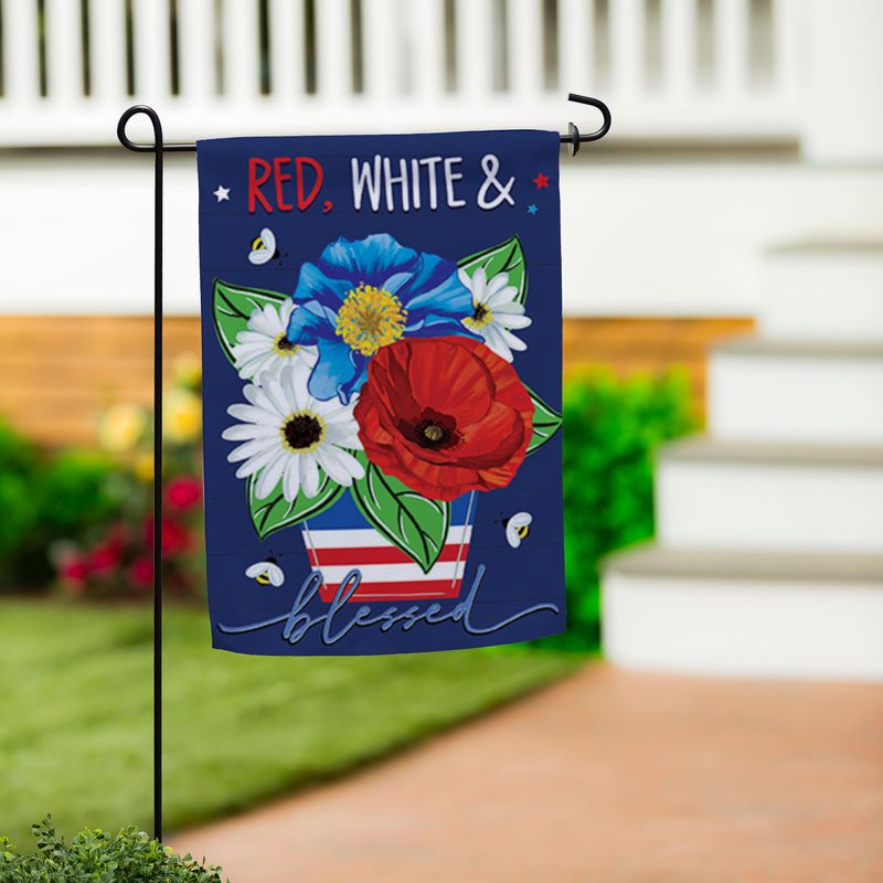 Red, White, &amp; Blue Blessed Suede Garden Flag