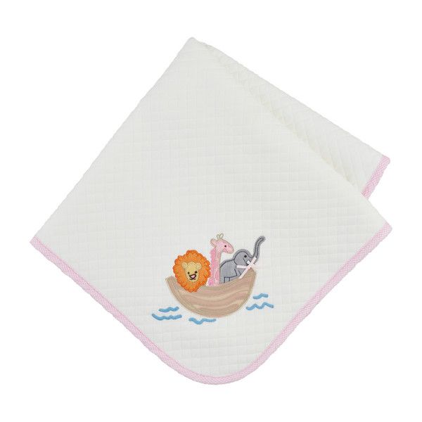 Pink Noah&#39;s Ark Quilted Blanket
