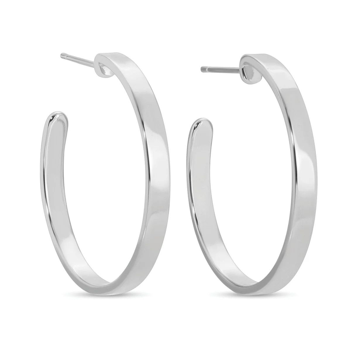 Medium Flat Simple Hoop, Silver