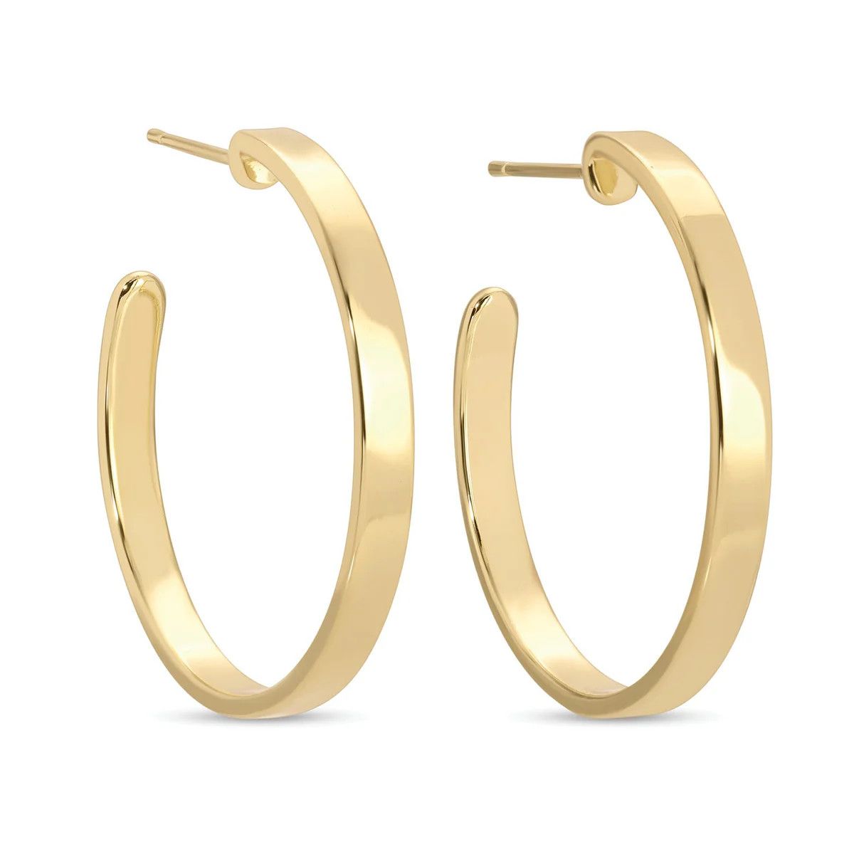 Medium Flat Simple Hoop, Gold