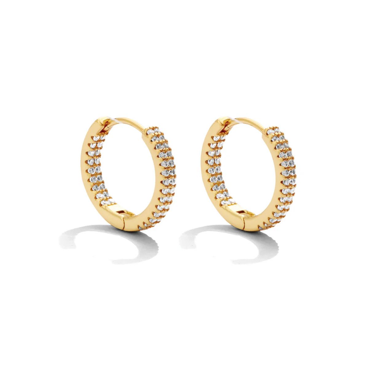 Small Glitzy Huggies, CZ Gold