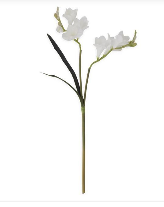 21 Inch White Real Touch Freesia Stem