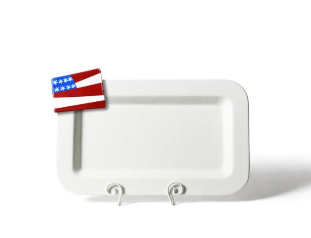 Mini Rectangle Entertaining Platter, White Small Dot