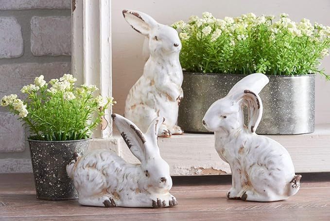 7 Inch Vintage White Ceramic Bunny, Assorted