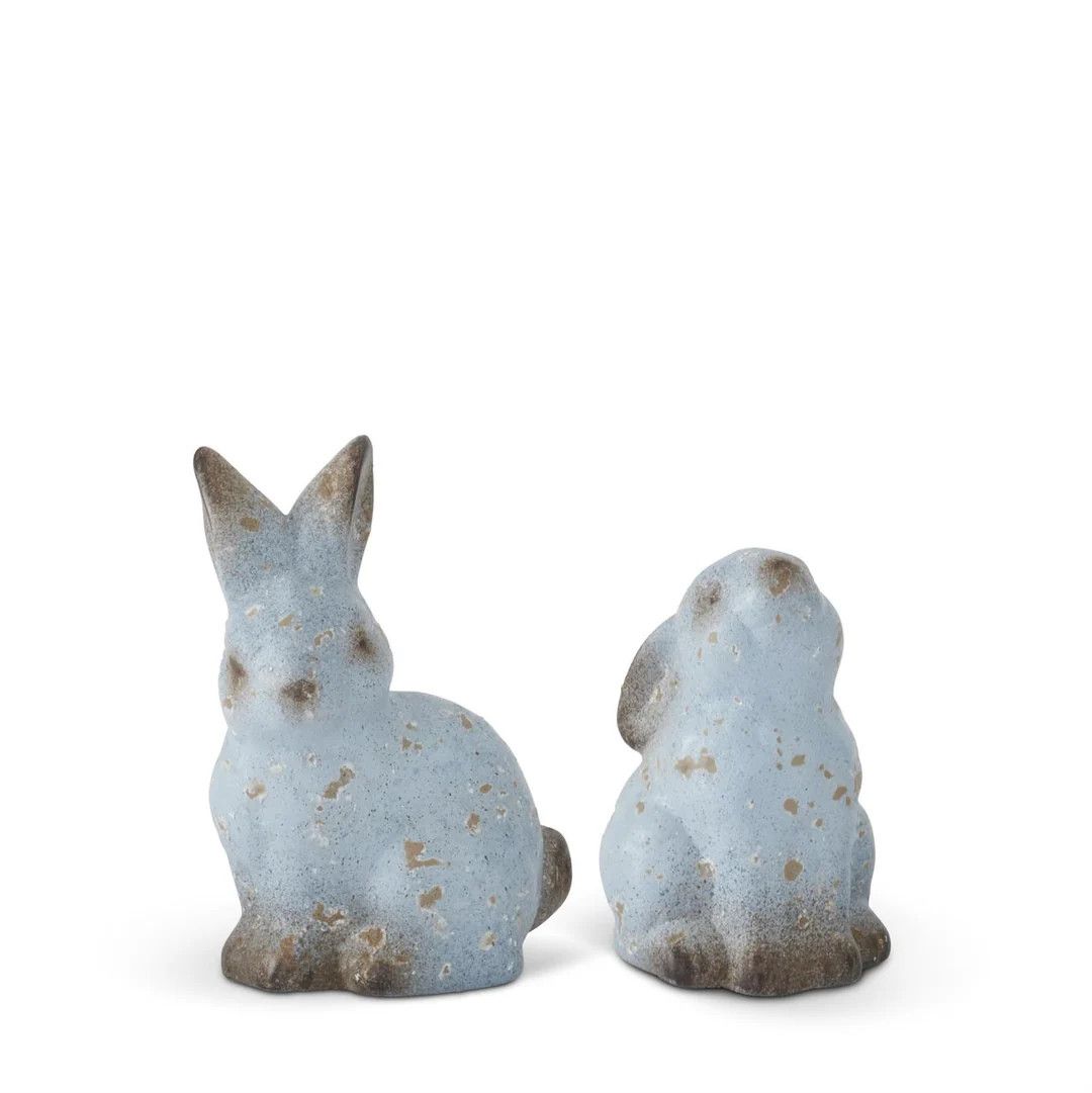 Assorted 6 Inch Weathered Blue Terracotta Bunny